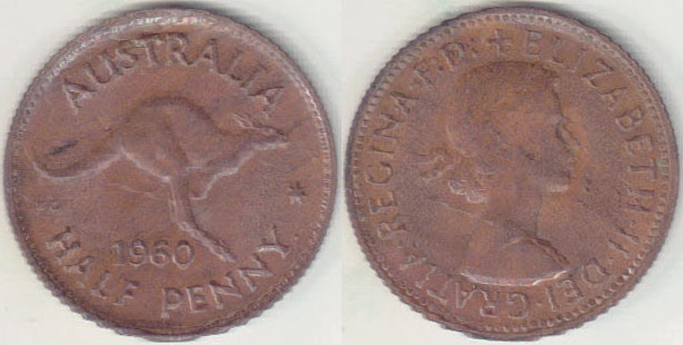 1960 Australia Half Penny (lamination) A004645